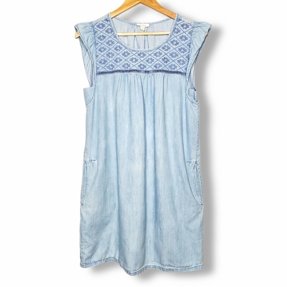 Soft Joie Anandi Chambray Shift Dress Blue Size Small